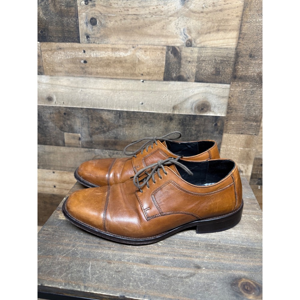 J Murphy by Johnston & Murphy Mens Tan Leather Cap Toe Oxfords 9.5 W 59-11566